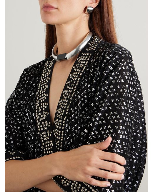 Isabel Marant White Kette Aus Leder Mit Harz Und Silberfarbenen Details