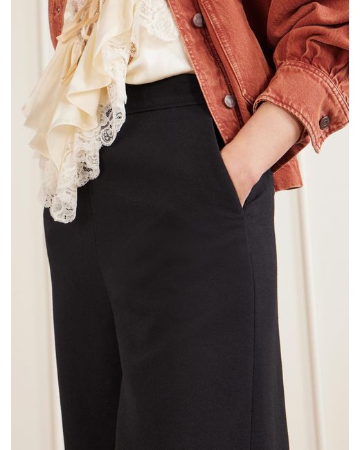Chloé Blue Wide-Leg Wool Crepe Pants
