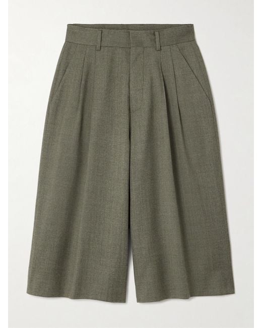 Fortela Green Shorts Aus Einer Wollmischung Mit Falten