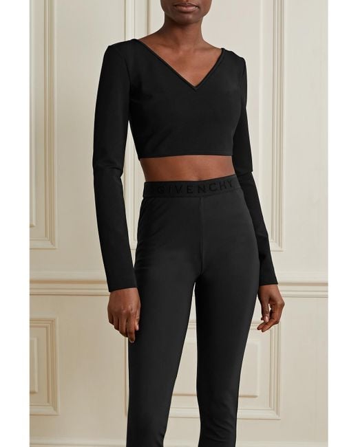Givenchy Black Cropped Stretch-Knit Top