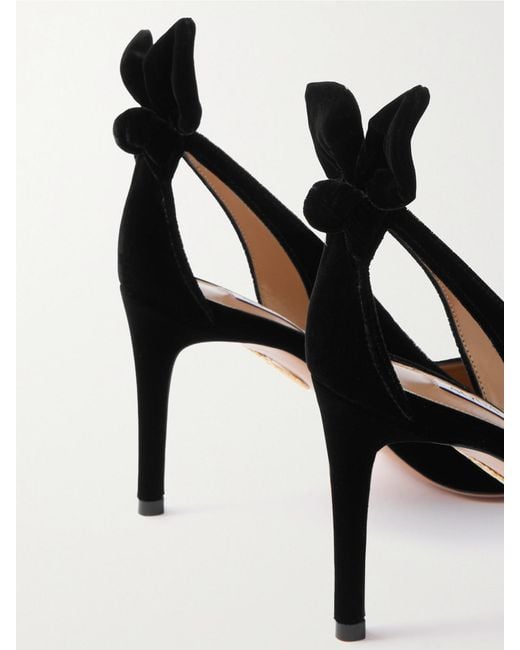 Aquazzura Black Bow Tie 85 Velvet Pumps