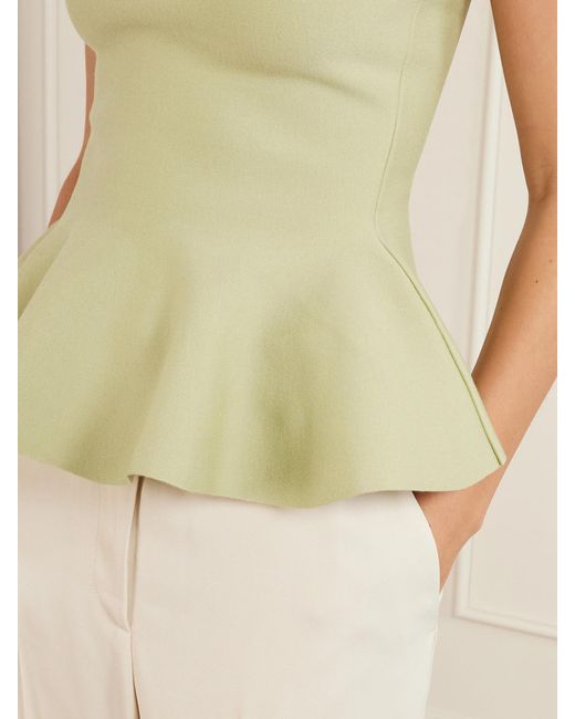 High Sport Green Eric Strapless Wool-Blend Peplum Top