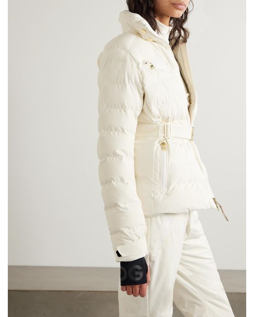 Bogner Natural Ellya Layered Belted Quilted Ski Jacket