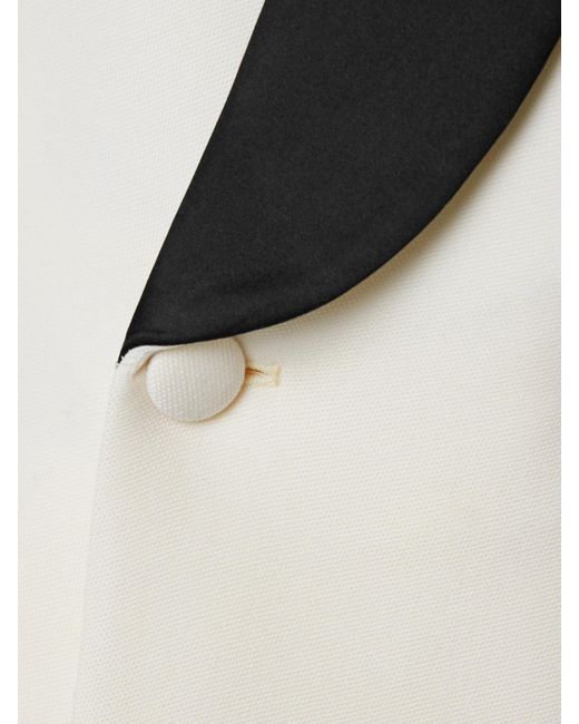 Wardrobe NYC White Double-Breasted Satin-Trimmed Wool-Crepe Midi Dress