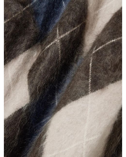 Lisa Yang Blue Margy Pullover Aus Gebürstetem Kaschmir Mit Argyle-Muster