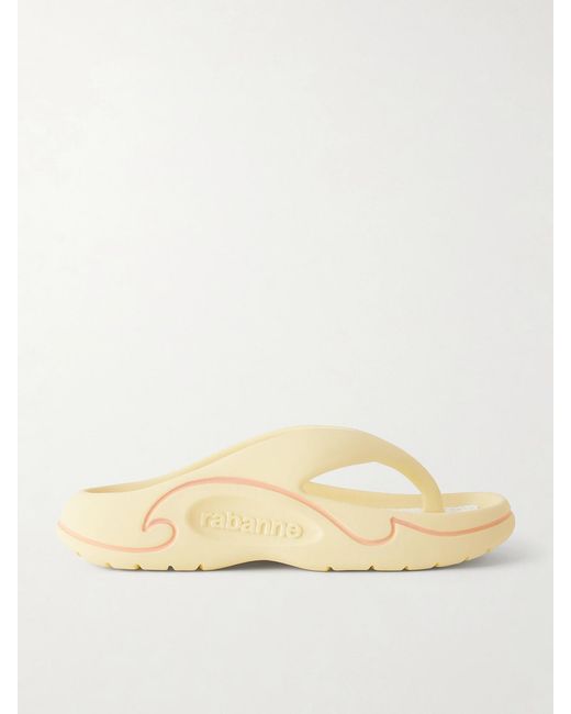 Rabanne Natural 3D Logo-Embossed Thong Sandals