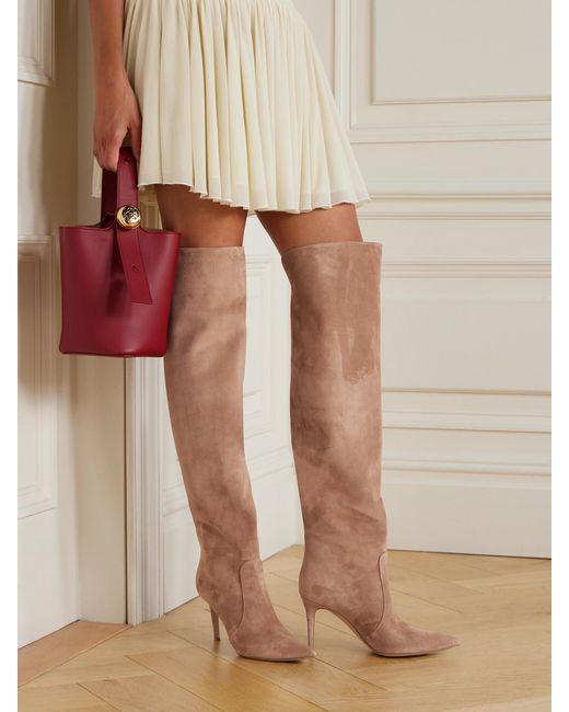 Gianvito Rossi White Hansen 85 Suede Over-The-Knee Boots