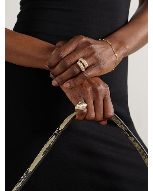 Yvonne Léon Natural Chevalière Berlingot 9-Karat And Diamond Signet Ring