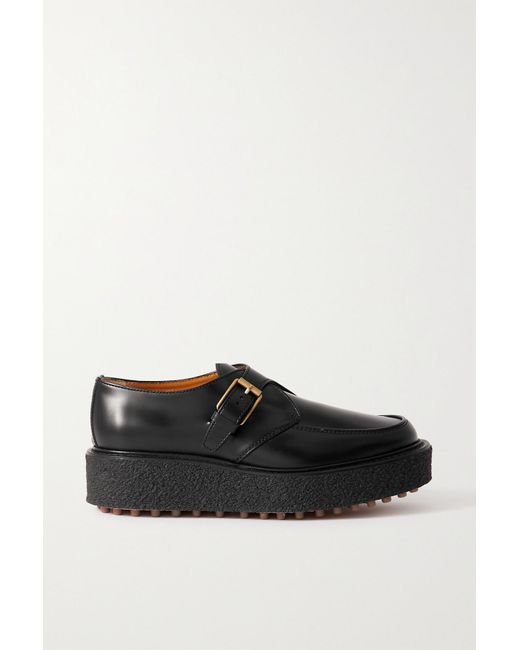 Tod's Buckled Leather Platform Loafers in Black - Lyst