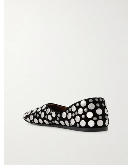 Khaite White Jane Studded Suede Flats