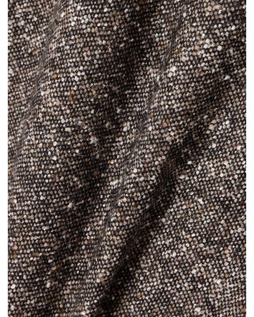 Blazé Milano Gray Sarissa Fox Pleated Tweed Straight-Leg Pants