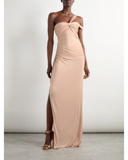 Tom Ford Natural One-Shoulder Stretch-Jersey Maxi Dress