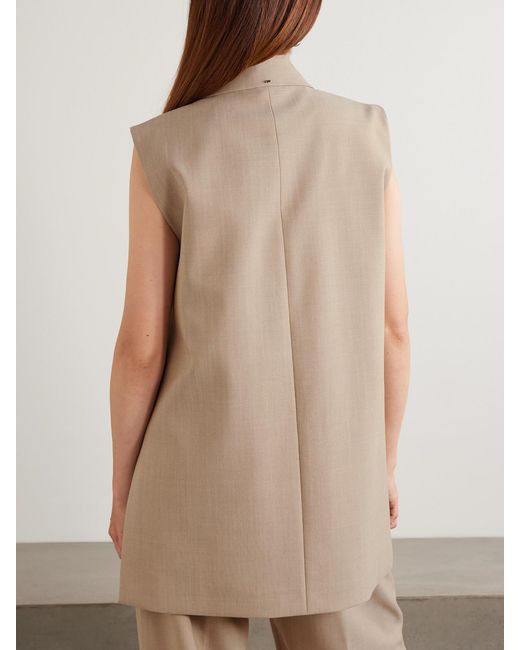 Sportmax Natural Oversized Belted Grain De Poudre Wool Vest