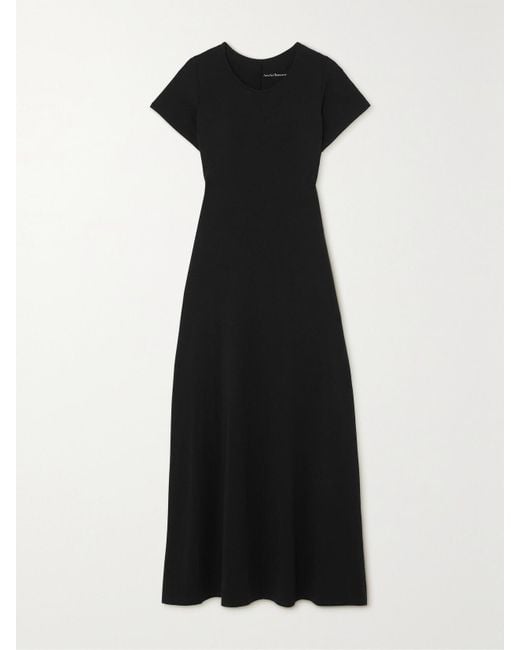 Another Tomorrow Black + Net Sustain Fitted Tee Organic Cotton And Lyocell-blend Jersey Midi Dress