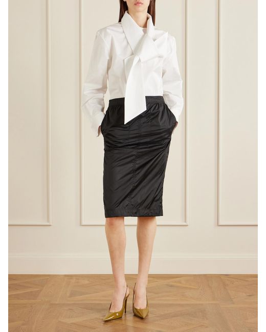Saint Laurent Black Woven Midi Skirt