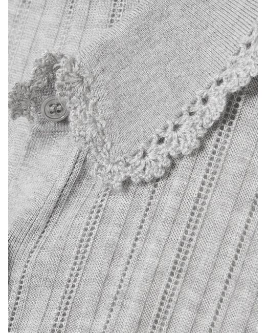 Ulla Johnson Gray Lottie Cardigan Aus Pointelle-Strick Mit Häkelbesätzen