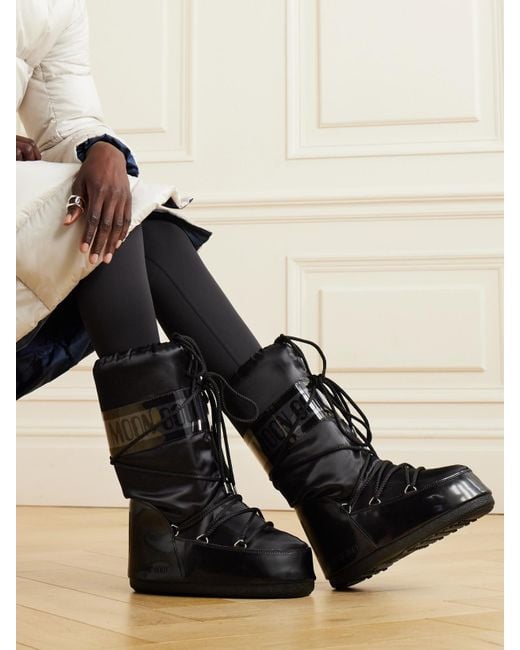 Moon Boot Black Icon Glance Logo-print Shell Boots