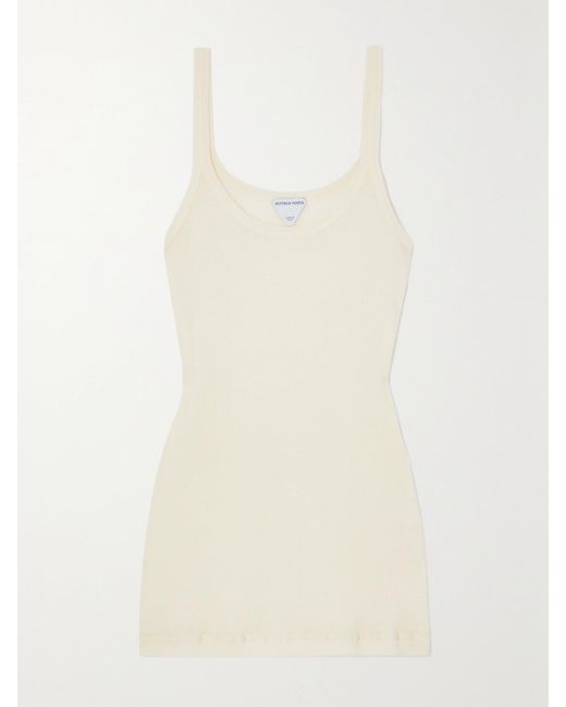 Bottega Veneta Natural Ribbed Cotton-Blend Tank