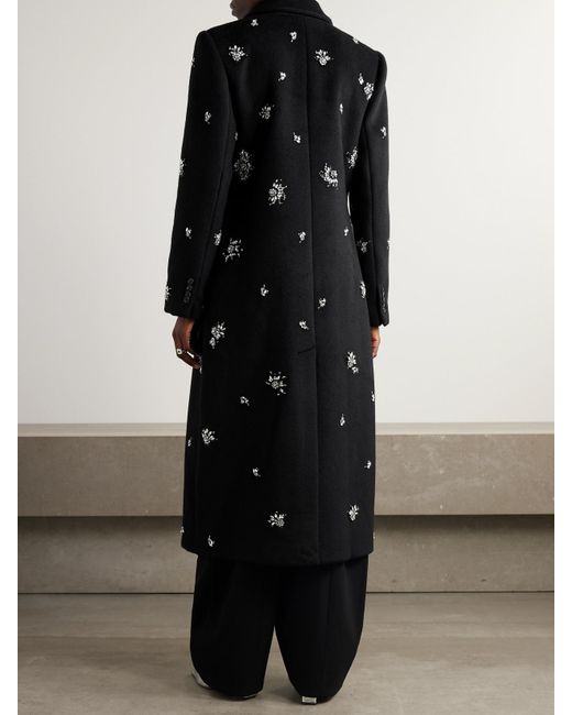 Jonathan Simkhai Black Gianni Crystal-Embellished Brushed Wool-Blend Coat
