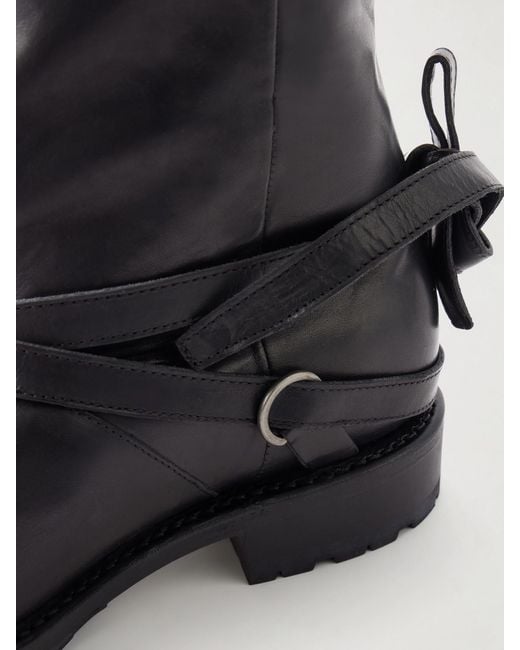 Our Legacy Black High Engine Tie-Embellished Leather Knee Boots