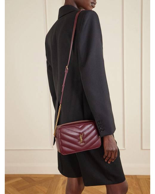 Saint Laurent Purple Loulou Quilted Textured-Leather Shoulder Bag