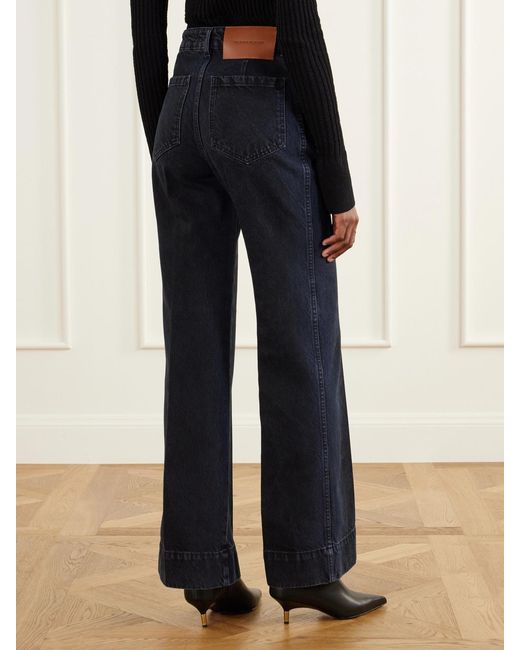 Victoria Beckham Blue Alina Logo-Embroidered High-Rise Flared Jeans
