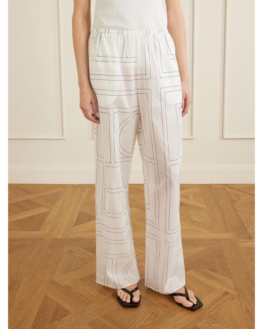 Totême  White Embroidered Organic Cotton And Lyocell-Blend Wide-Leg Pants
