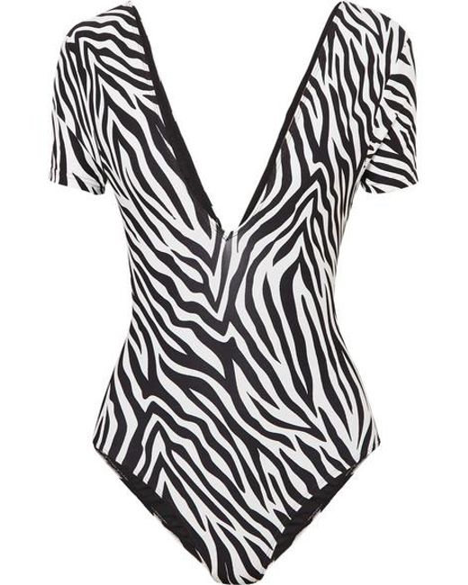 Leslie Amon Denim Amanda Zebra-print Swimsuit in White - Lyst