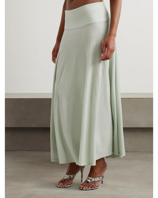 Alaïa Green Fine-Knit Wool Maxi Skirt
