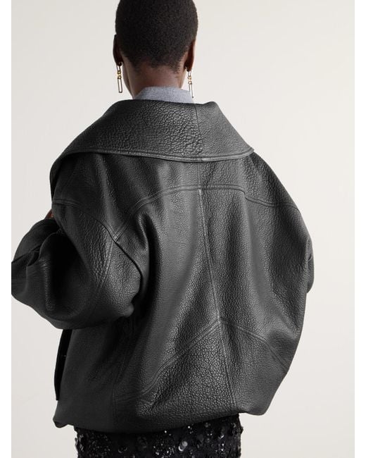 Dolce & Gabbana Black Oversized Textured-Leather Biker Jacket