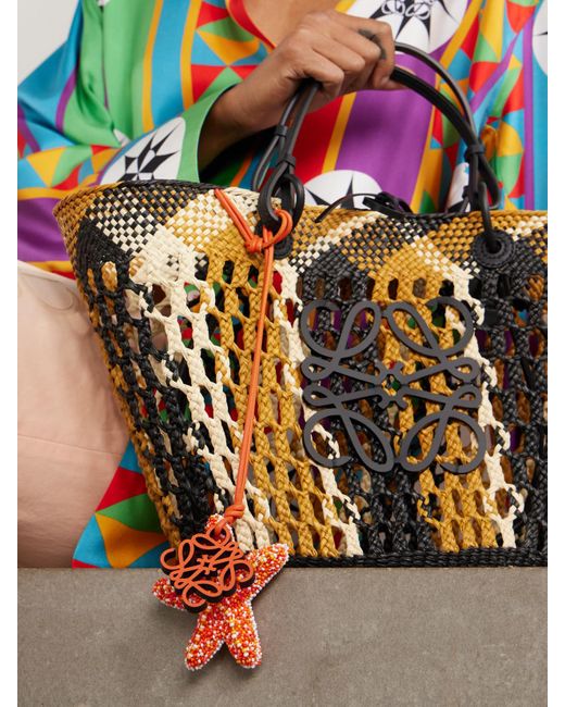 Loewe White Paula's Ibiza Star Anagram Taschenanhänger Aus Leder Mit Zierperlen