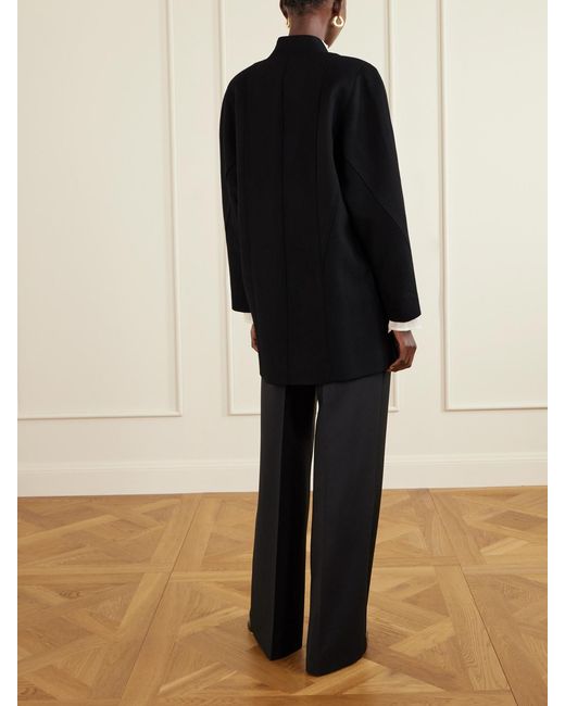 Maison Mayle Black Ines Paneled Wool-Twill Coat