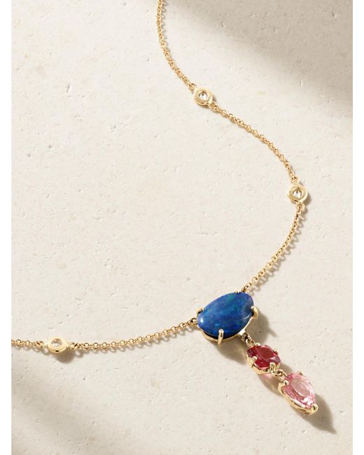 Jacquie Aiche Natural Triple Step Kette Aus 14 Karat Mit Turmalinen, Opal Und Diamanten