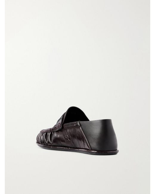 Saint Laurent Brown Logo-Embellished Leather Penny Loafers