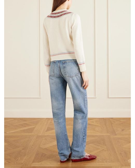 Doen Natural Olympe Embroidered Wool And Cashmere-Blend Cardigan