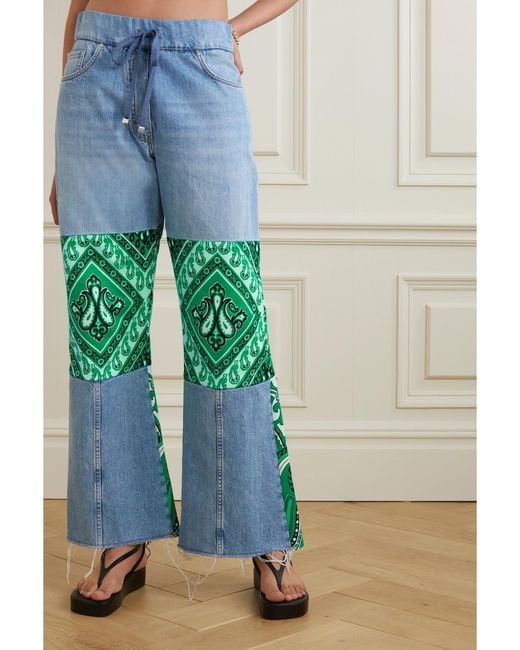 Etro Blue Patchwork Flared Jeans