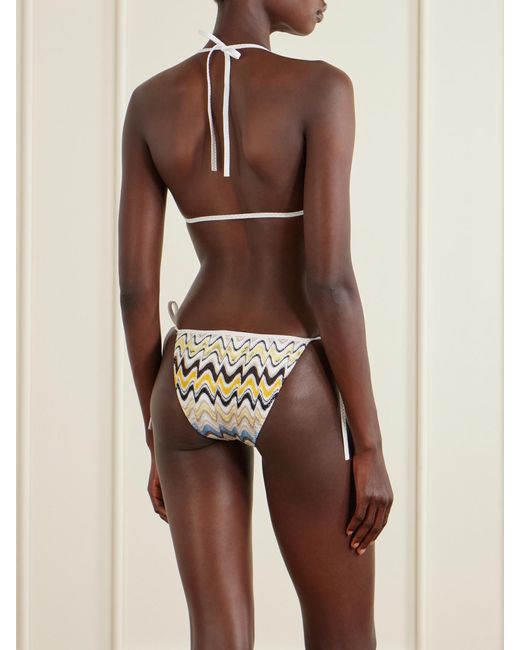 Missoni White Mare Striped Crochet-Knit Triangle Bikini