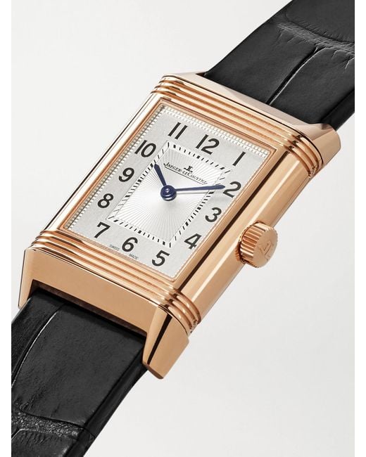 Jaeger-lecoultre White Reverso Classic Duetto Hand-Wound 34.2Mm X 21Mm Small Rose, Alligator And Diamond Watch