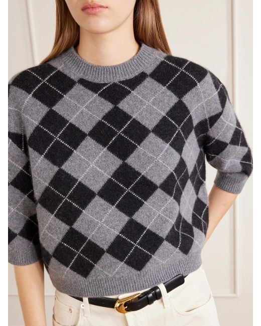 arch4 Gray Karlie Checked Cashmere Sweater