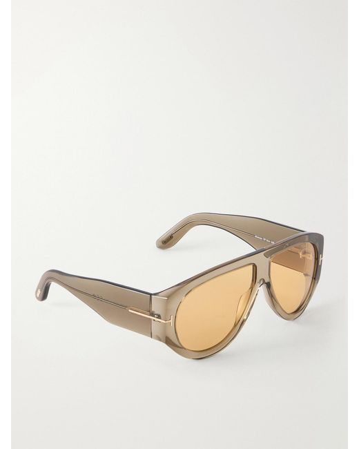Tom Ford Natural Bronson D-Frame Tortoiseshell Acetate Sunglasses