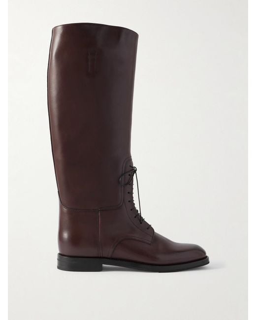 Church's Brown Leather Lace-Up Knee Boots