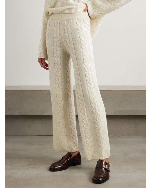 Lisa Yang Natural Dagny Cable-Knit Cashmere Straight-Leg Track Pants