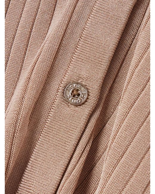 Acne Natural Mehrlagiger Cardigan Aus Rippstrick