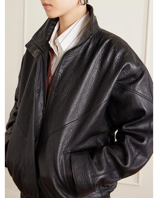 Acne Black Textured-Leather Jacket