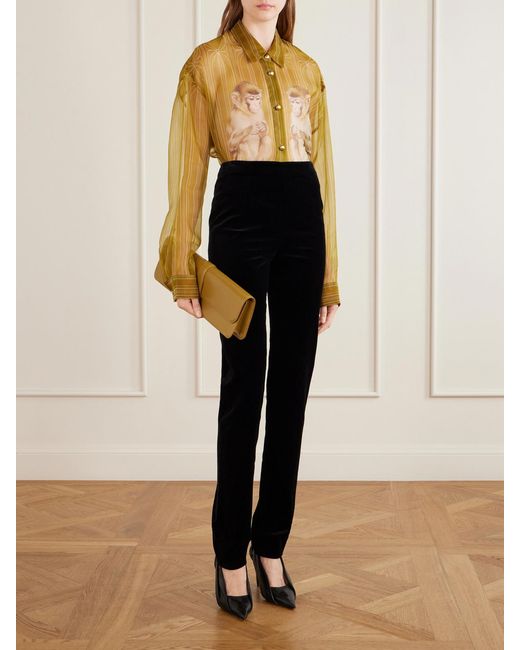 Khaite Yellow Goya Embroidered Silk-Organza Shirt