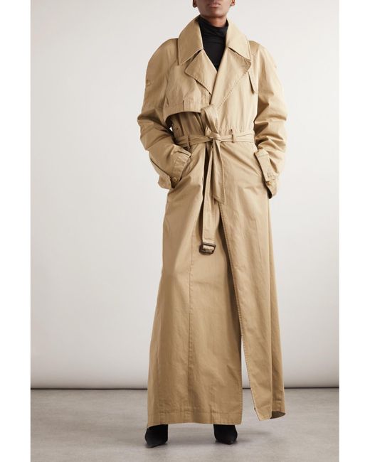Balenciaga Natural Oversized Asymmetric Cotton-Twill Trench Coat