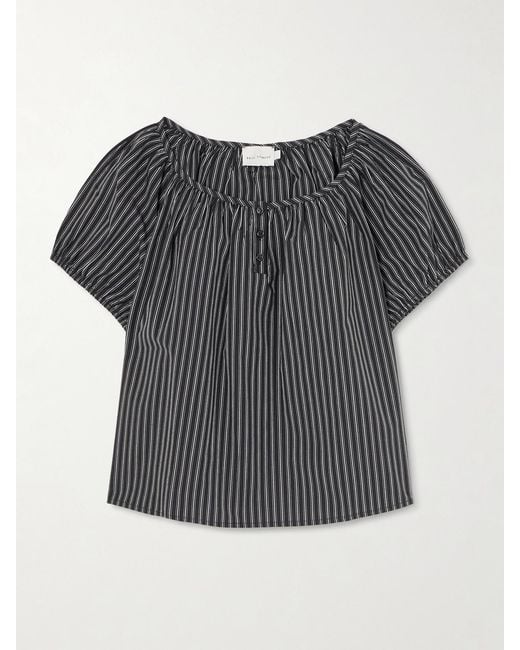 Deiji Studios Black Striped Organic Cotton-Poplin Top