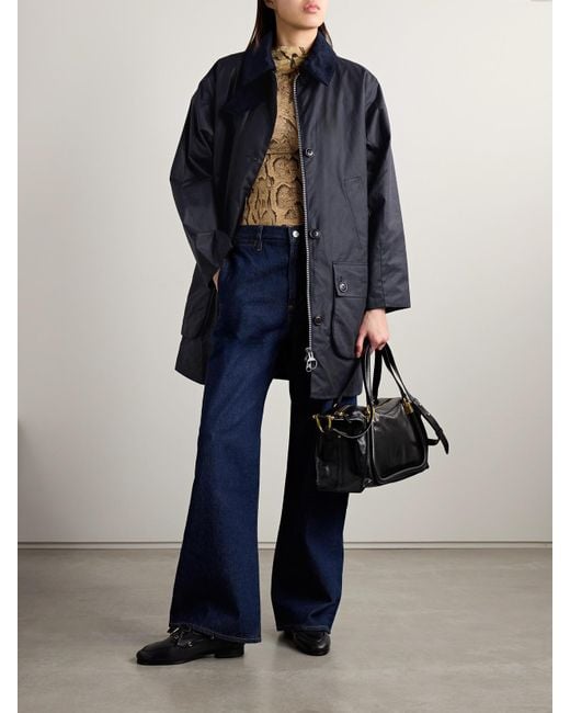 Barbour Blue The Edit By Alexa Loren Corduroy-Trimmed Waxed-Cotton Jacket
