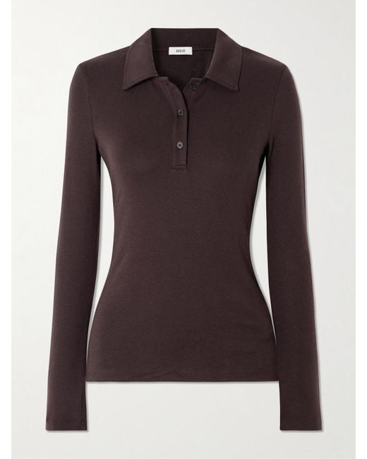 Agolde Brown Amos Stretch-Lyocell Polo Shirt