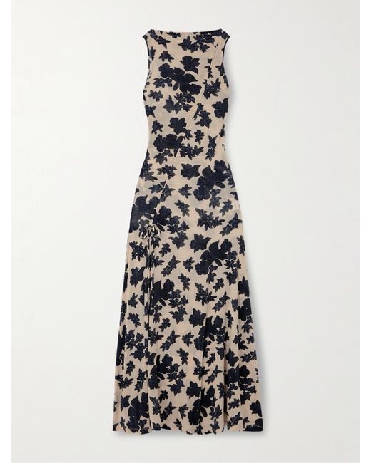Ulla Johnson White Natalia Pleated Floral-Print Stretch-Jersey Maxi Dress